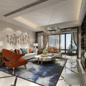 Apartment Living Room Decoration Interior Scene 3d model