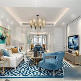Interior Scene Mediterranean Design White Living Room 3d model