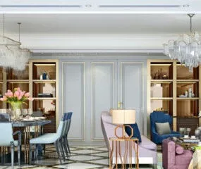 Antique Living Room Interior Scene 3d model