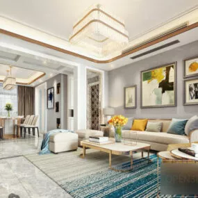 Home Interior Scene Living Room Modern Design 3d model
