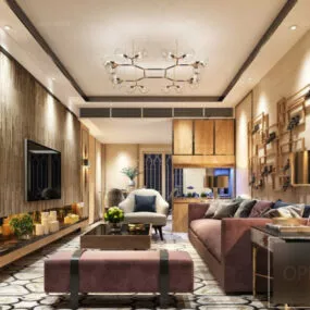 Lighting Decoration Living Room Interior Scene 3d model