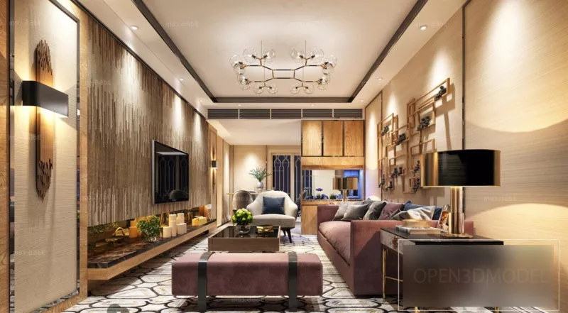Lighting Decoration Living Room Interior Scene 3d model Lighting Decoration Living Room Interior Scene 3d model