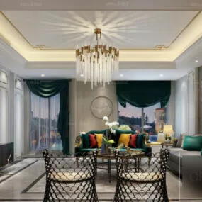 Post Modern Living Room Design Interior Scene 3d model