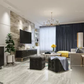 Postmodern Apartment Entrance Room Interior Scene 3d model