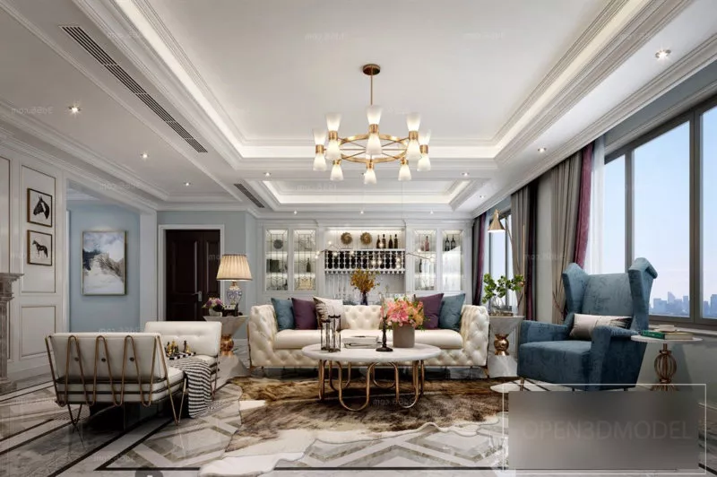 Luxury Postmodern Villa Living Room Interior Scene 3d model Luxury Postmodern Villa Living Room Interior Scene 3d model