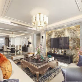 Luxurious Living Space Home Interior Scene 3d model