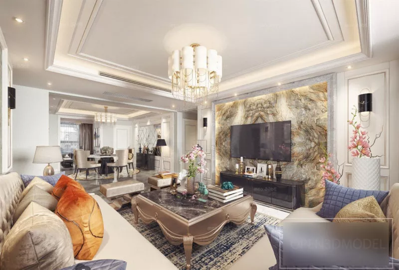Luxurious Living Space Home Interior Scene 3d model Luxurious Living Space Home Interior Scene 3d model