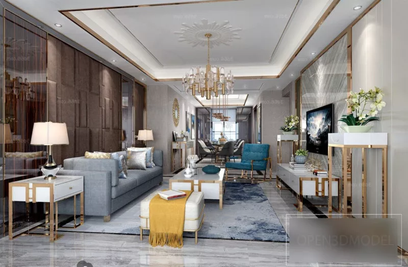 Postmodern Home Living Room Interior Scene 3d model Postmodern Home Living Room Interior Scene 3d model