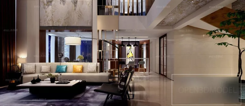 Duplex Living Room Villa Interior Scene 3d model Duplex Living Room Villa Interior Scene 3d model