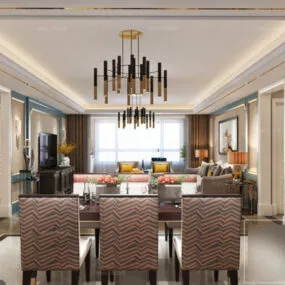 Apartment Home Modern Living Space Interior Scene 3d model