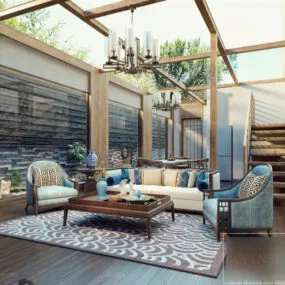 Home Courtyard Interior Scene 3d model