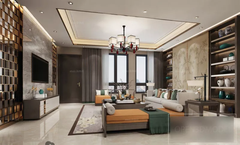 Villa Interior Scene With Elegant Living Room 3d model Villa Interior Scene With Elegant Living Room 3d model