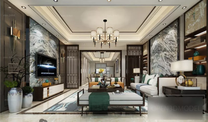 Retro Vintage Chinese Living Room Interior Scene 3d model Retro Vintage Chinese Living Room Interior Scene 3d model