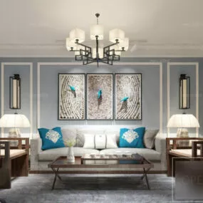 Modern Style Living Room With Painting Interior Scene 3d model