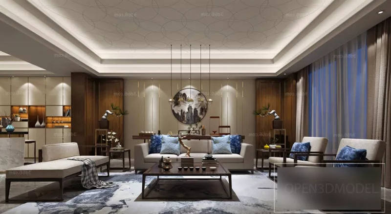 Beautiful Modern Living Room Interior Scene 3d model Beautiful Modern Living Room Interior Scene 3d model
