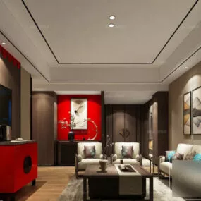 Chinese Style Home Interior Scene Antique Living Room 3d model