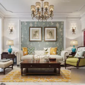Living Room Interior Scene American House 3d model