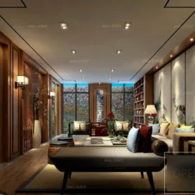 Modern Villa House Interior Scene 3d model