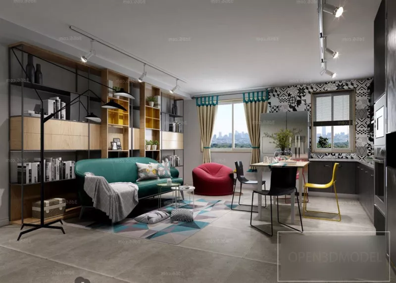 Interior Scene Living Room with Modern Furniture 3d model Interior Scene Living Room with Modern Furniture 3d model