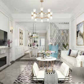 Interior Scene Living Room American Home 3d model