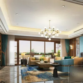 Interior Scene Of Modern Villa Living Room 3d model