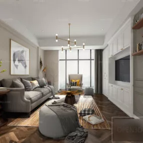 Antique Apartment Interior Scene Of Living Room 3d model