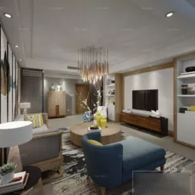 Small House Living Room Interior Scene 3d model