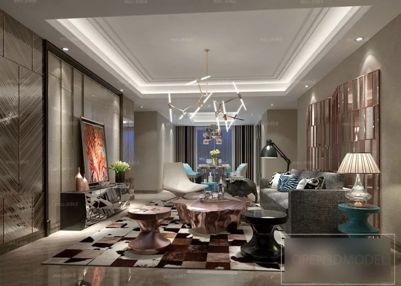 Interior Scene Of Luxury Living Room Modern Design 3d model Interior Scene Of Luxury Living Room Modern Design 3d model