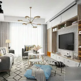 Small Apartment Living Room Interior Scene 3d model