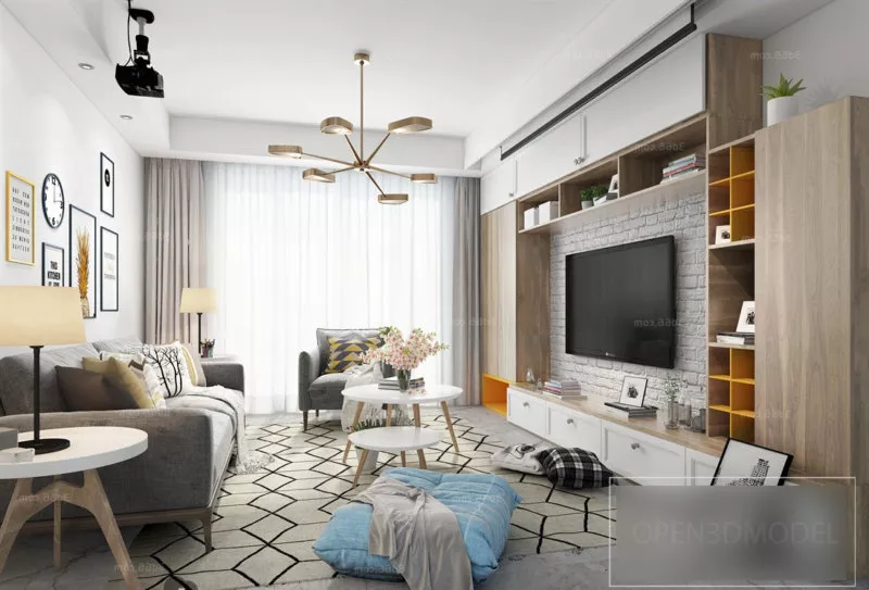 Small Apartment Living Room Interior Scene 3d model Small Apartment Living Room Interior Scene 3d model