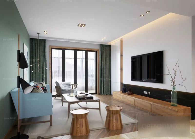 Modern Living Room Wooden Floor Interior Scene 3d model Modern Living Room Wooden Floor Interior Scene 3d model