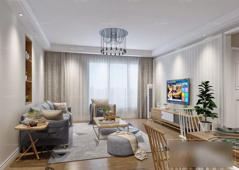 Nordic Apartment Interior Scene Of Living Room 3d model Nordic Apartment Interior Scene Of Living Room 3d model