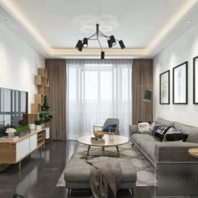 Apartment Interior Scene Living Room Space 3d model