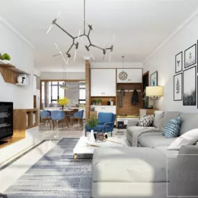 Interior Scene Living Room With Nordic Furniture 3d model