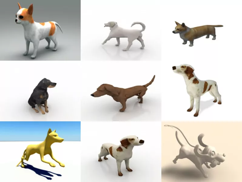 Collection 10 Lowpoly Dog Free 3D Models – Week 2020-43