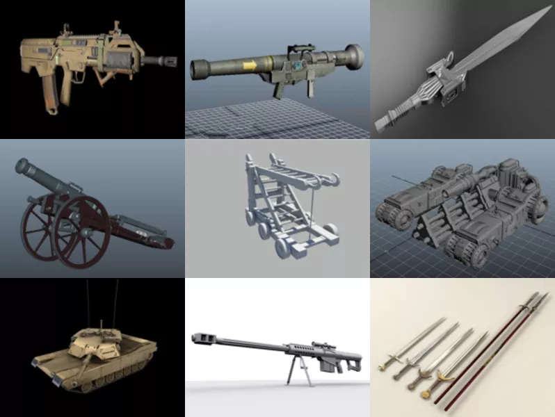 Top 10 Maya Weapon 3D Models – Day 23 Oct 2020
