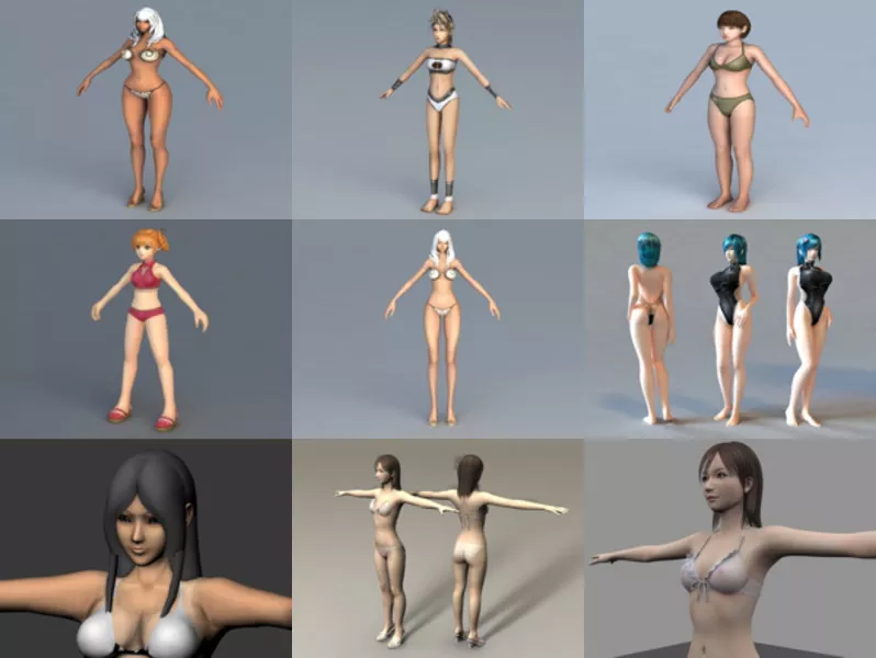 Top 12 Bikini Girl Free 3D Models Characters – Week 2020-43