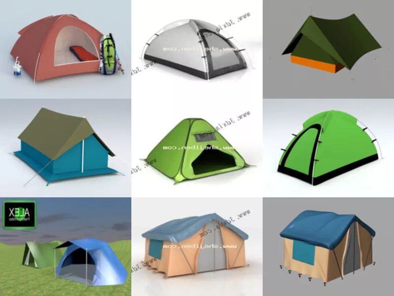 10 Camping Tents Free 3D Models Collection