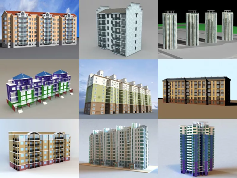 10 Condominium Building Free 3D Models Collection