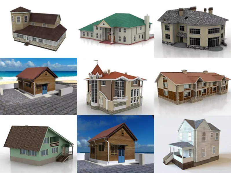 10 Cottage House Free 3D Models Collection