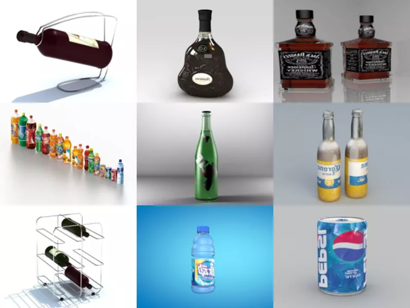 10 Drink Bottles Free 3D Models Collection – Week 2020-46