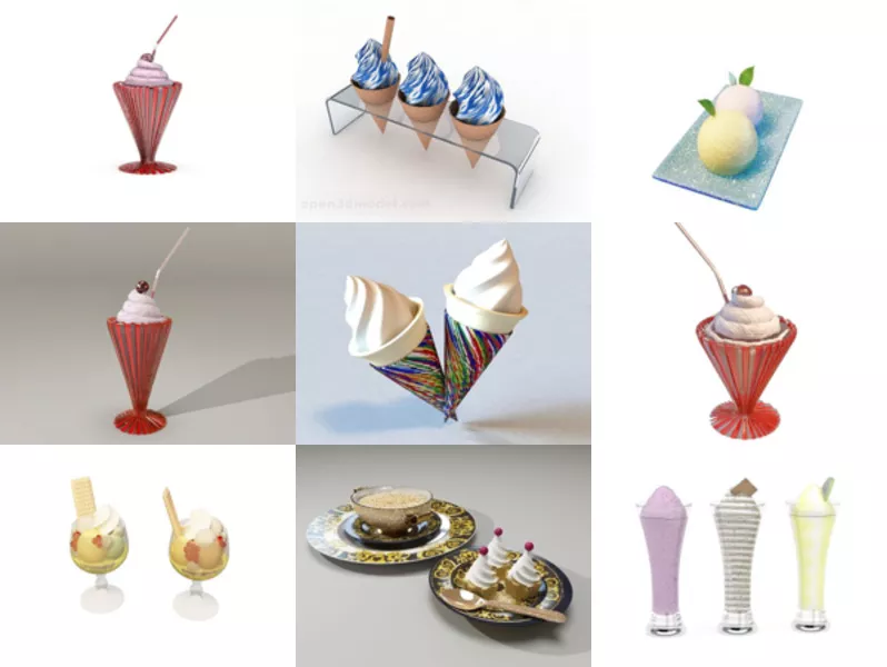 10 Ice Cream Free 3D Models Collection – Week 2020-46