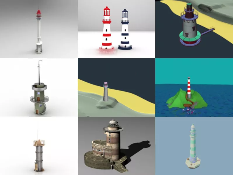 10 Lighthouse Free 3D Models Collection