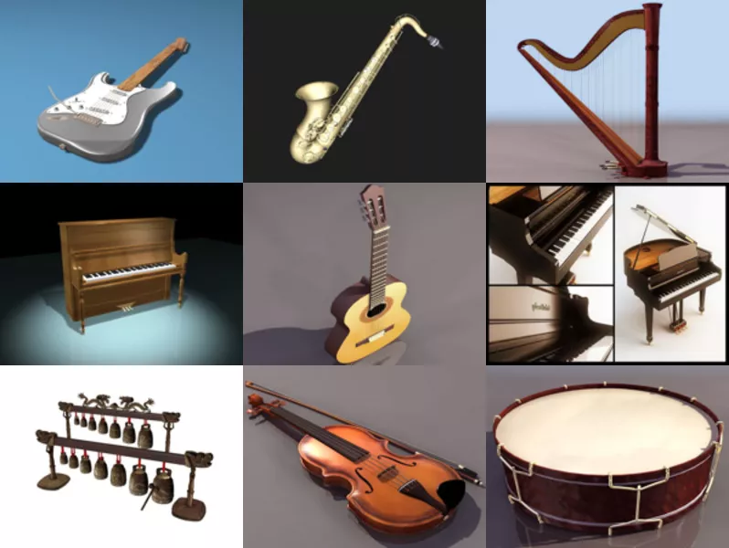 10 Music Instrument Free 3D Models Collection – Week 2020-46