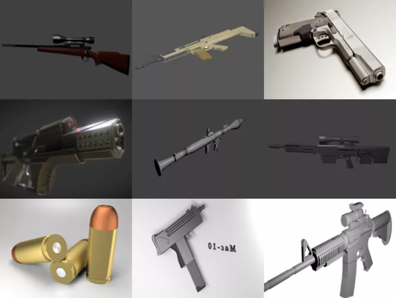 12 Blender Gun 3D Models – Week 2020-44