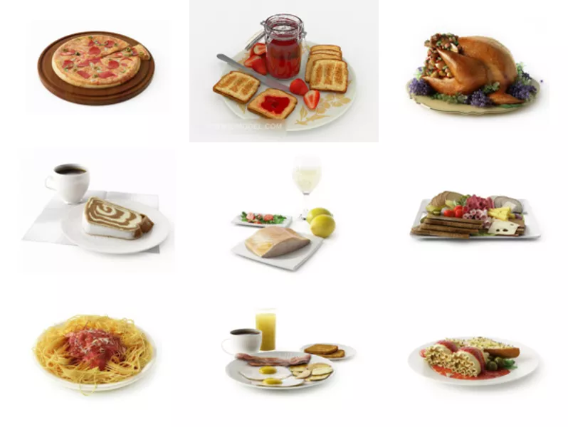 12 Breakfast Food Free 3D Models Collection