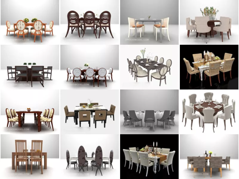 20 Dinning Table Free 3D Models Collection – Week 2020-45