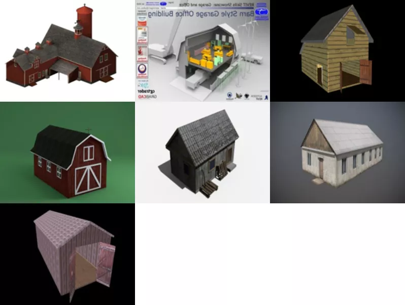 7 Barn Houses Free 3D Models Collection