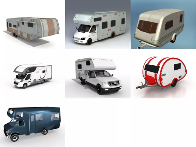 7 Camper Vans Free 3D Models Collection