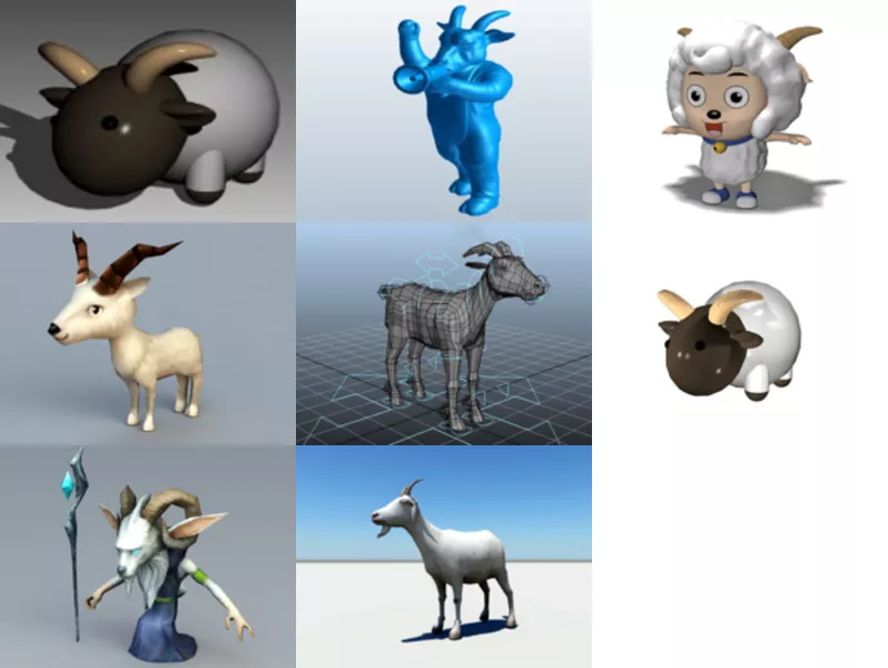 Download 8 Cartoon Goat 3D Models Collection